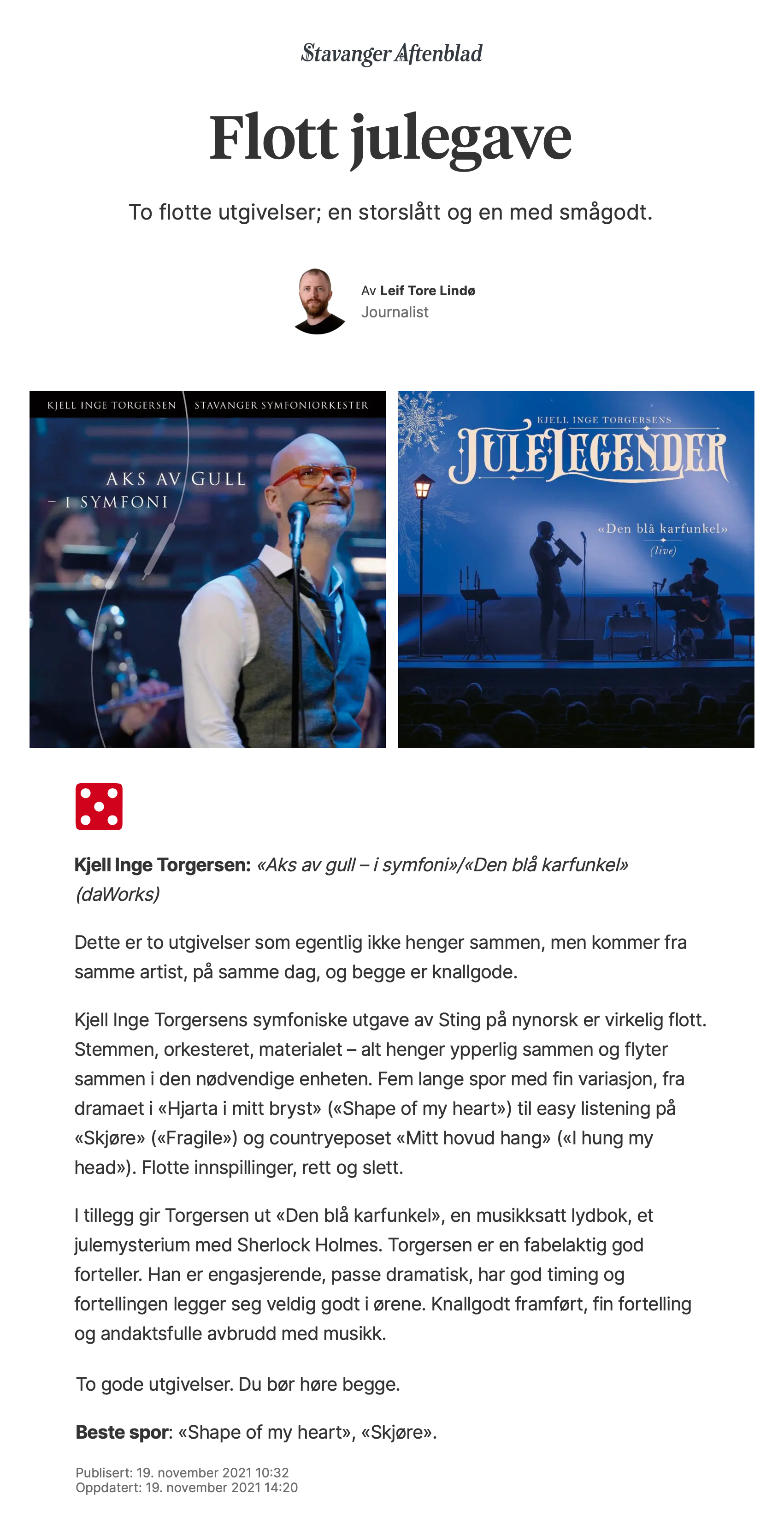 Anmeldelse Aftenbladet 19. november 2021