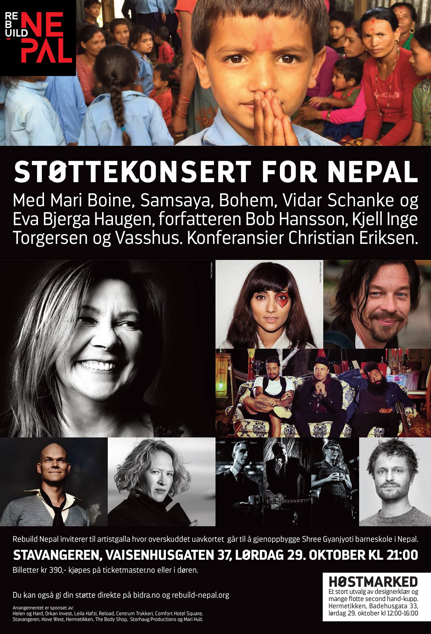 Plakat for støttekonsert Nepal